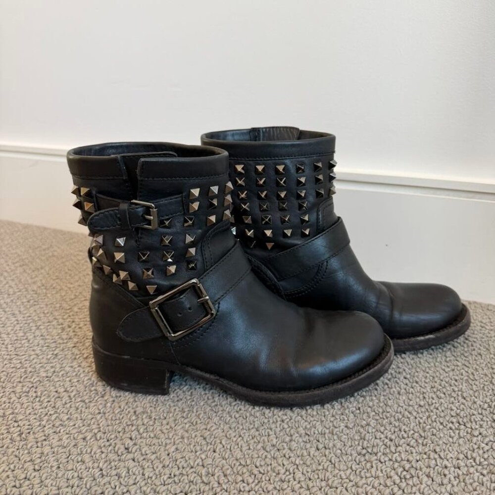 Valentino Garavani Studded Leather Ankle Boots - Size 38